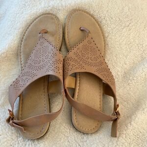 LC Lauren Conrad Perforated Tan Sandals